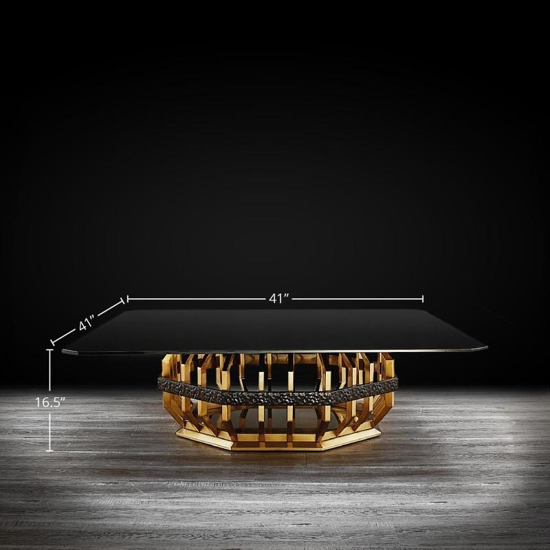 Mirage Gold Square Black Glass Top Coffee Table