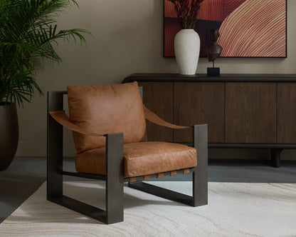 Noma Leather Lounge Chair - Gunmetal