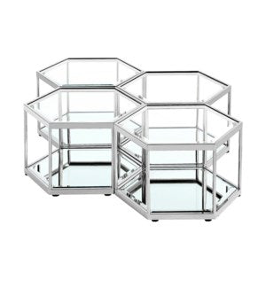 4 Piece Silver Hexagon Coffee Table