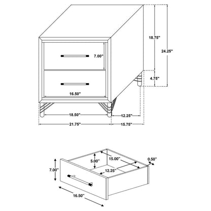 Licelle Nightstand White & Gold