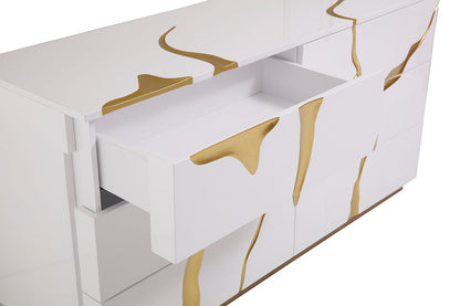 White & Gold Aztec Dresser