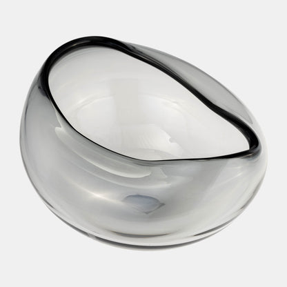 Glass, 10"d Irregular Shape Bowl, Smoke