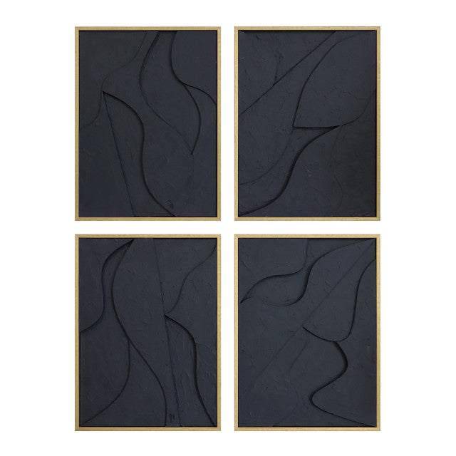 Set of 4 Dimensional Plaster Wall Art