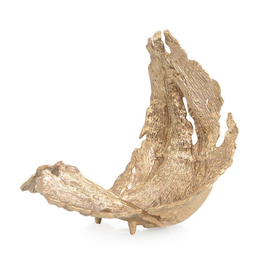 Time-Worn Leaf Sculpture, Small Brass