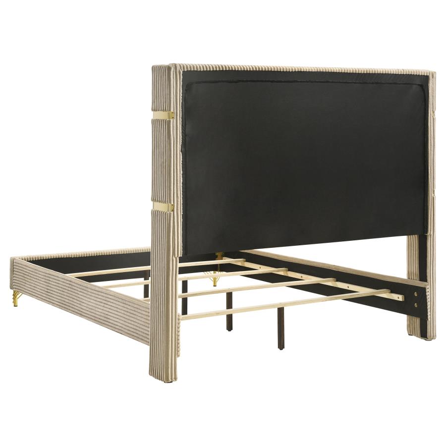 Licelle Upholstered Wingback Bed Beige
