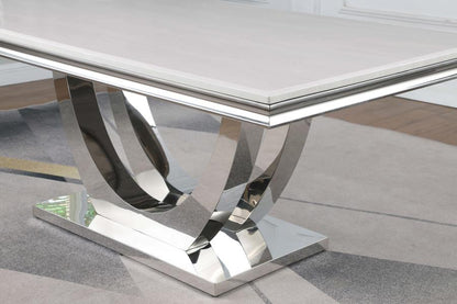 Rectangular White Stone Top Dining Table