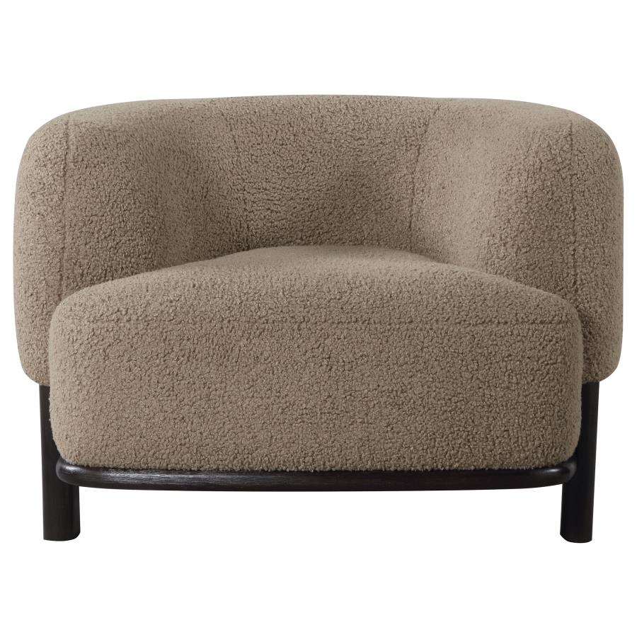 Light Brown Upholstered Barrel Back Accent Chair