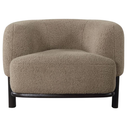 Light Brown Upholstered Barrel Back Accent Chair