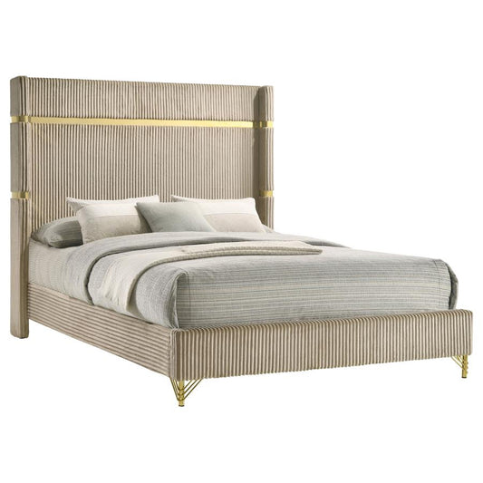 Licelle Upholstered Wingback Bed Beige