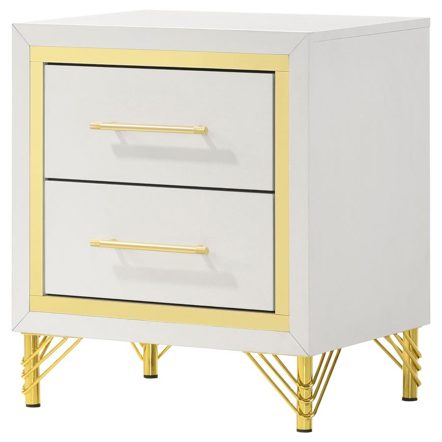 Licelle Nightstand White & Gold