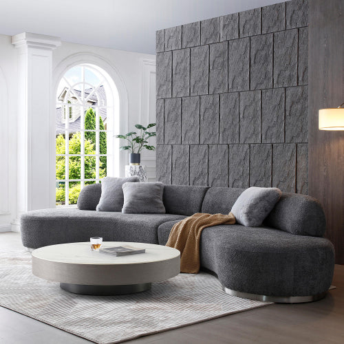 Perla Dark Grey Curved Sofa