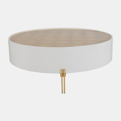 Gold Leaf Glass Top Coffee Table, Wht/Gold