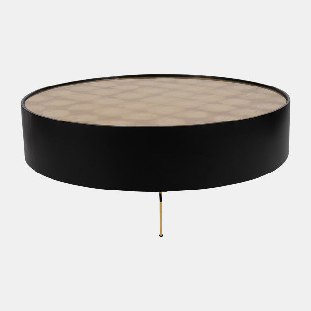 Glass Top Coffee Table, Blk/Gold