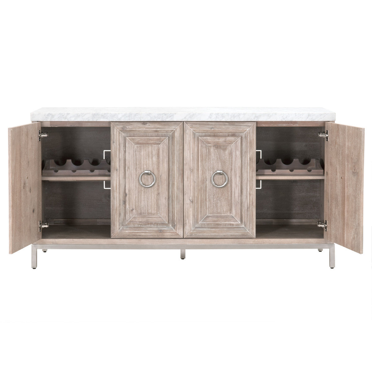 Carrera Marble Top Media Sideboard Natural Gray Acacia