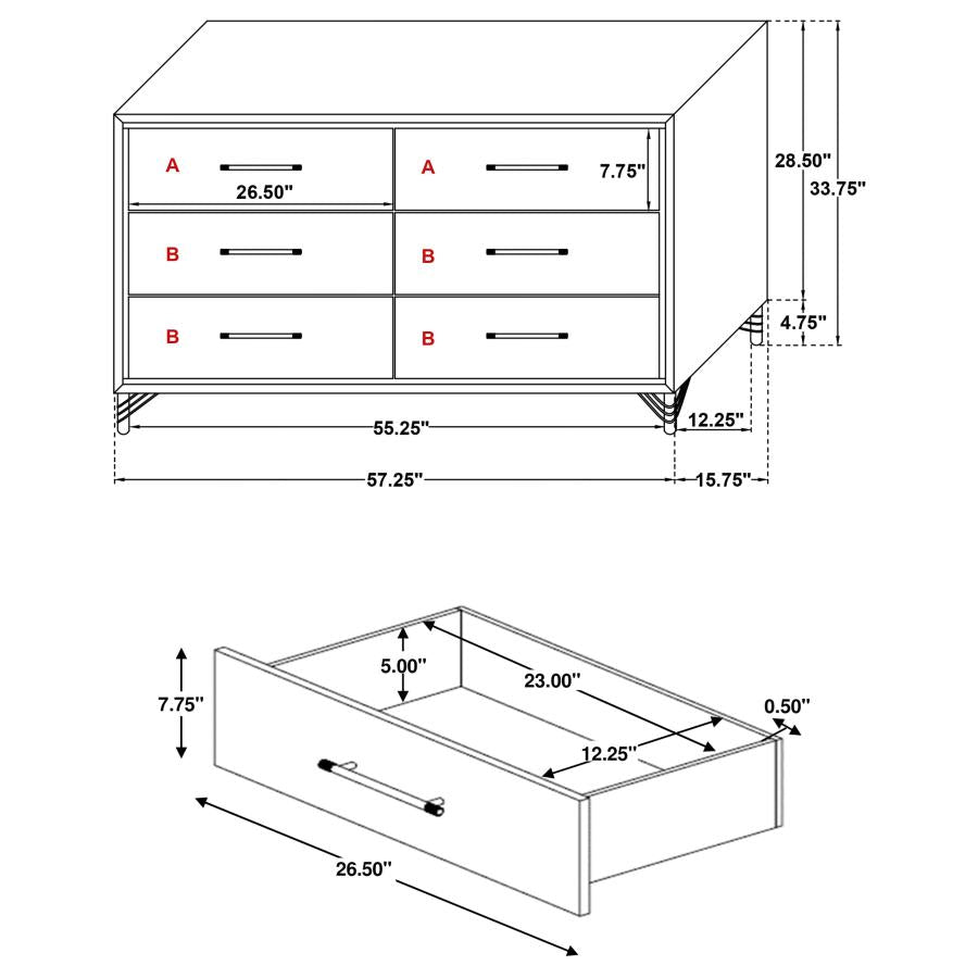 Licelle White & Gold Dresser