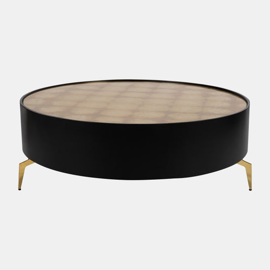 Glass Top Coffee Table, Blk/Gold