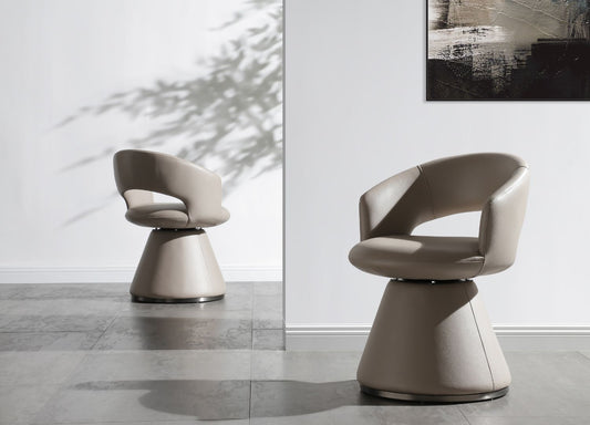 Set of 2 Light Warm Grey Faux Leather Portofino Dining Armchair