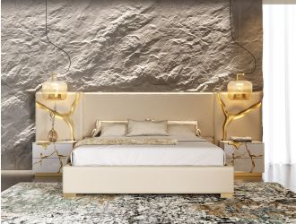 Leather & Gold Bed