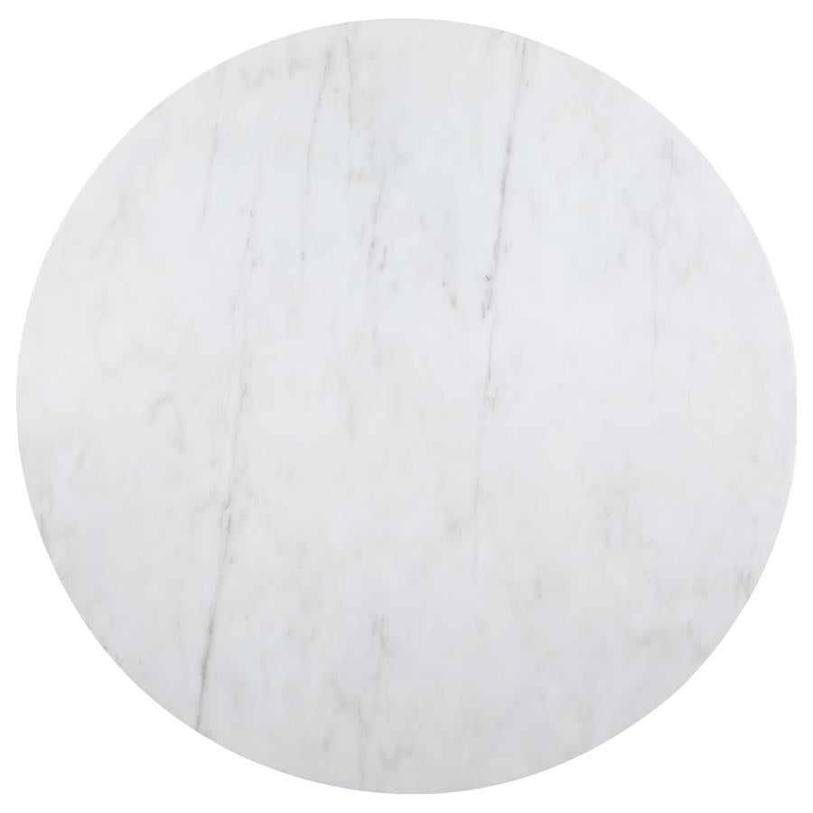 Round Brushed Gold & Marble Top Dining Table
