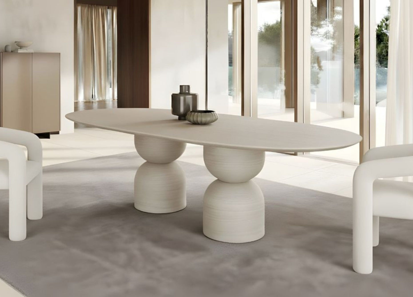 Rocca Travertine Marble Top Dining Table
