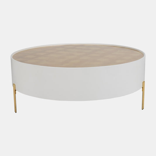 Gold Leaf Glass Top Coffee Table, Wht/Gold