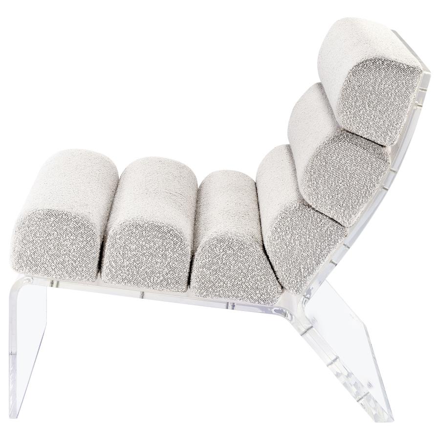 Acrylic & Ivory Upholstered Accent Chair