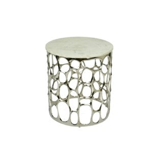 Mario Silver End Table With Marble Top