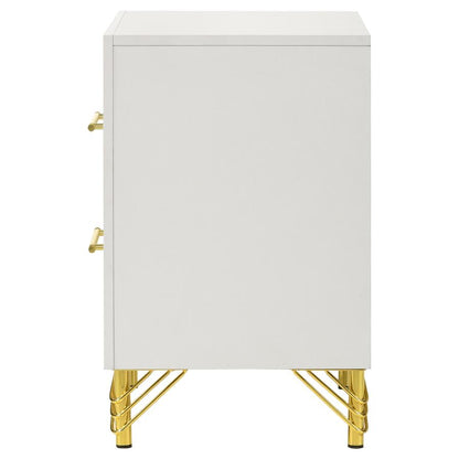 Licelle Nightstand White & Gold