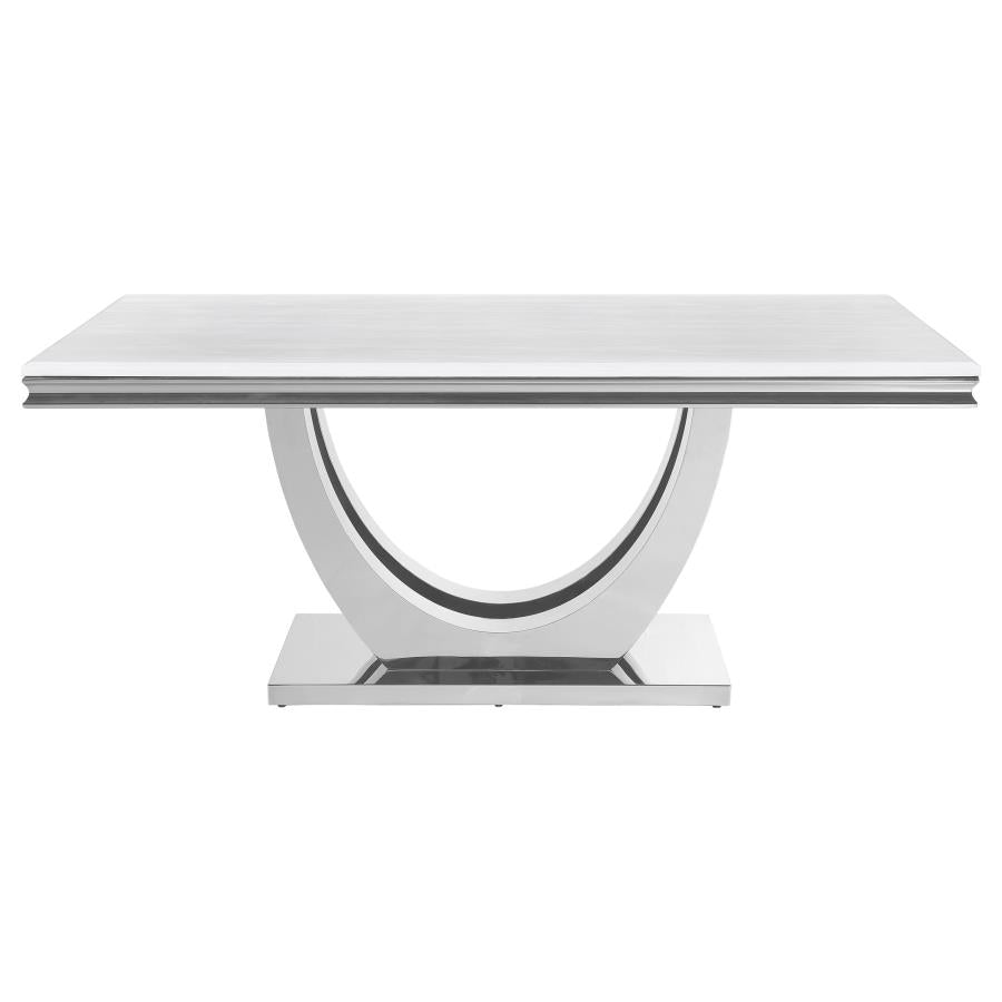 Rectangular White Stone Top Dining Table