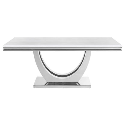 Rectangular White Stone Top Dining Table