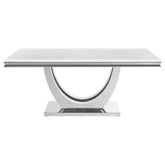 Rectangular White Stone Top Dining Table