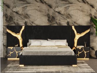 Leather & Gold Bed