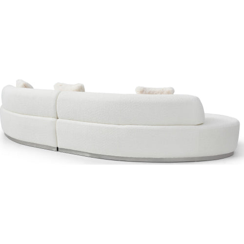 Perla White Boucle Curved Sofa