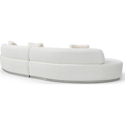 Perla White Boucle Curved Sofa