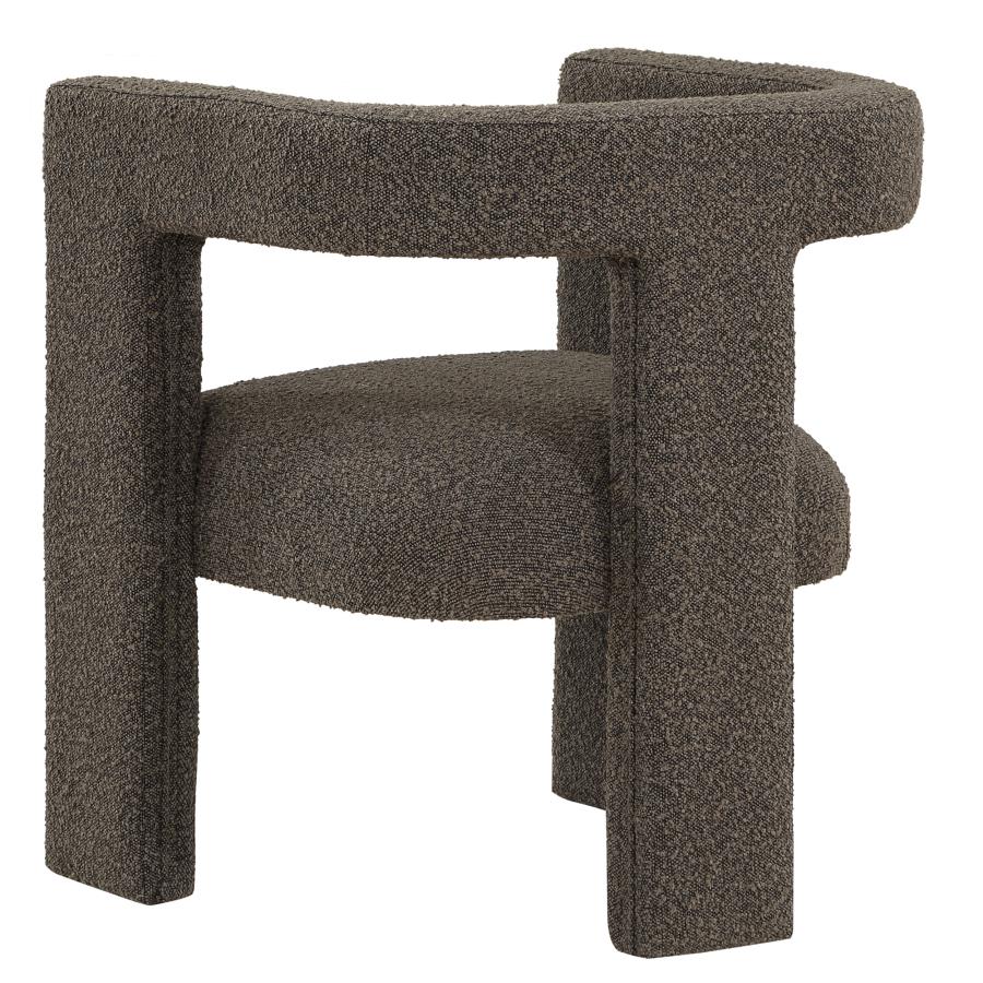 Brown Boucle Upholstered Chair