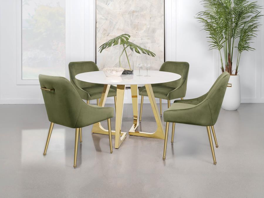 Pyramid Round Marble Top dining Table