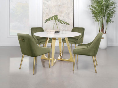 Pyramid Round Marble Top dining Table