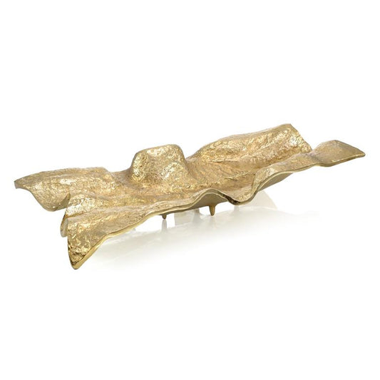 Draped Fabric Brass Rectangle Bowl