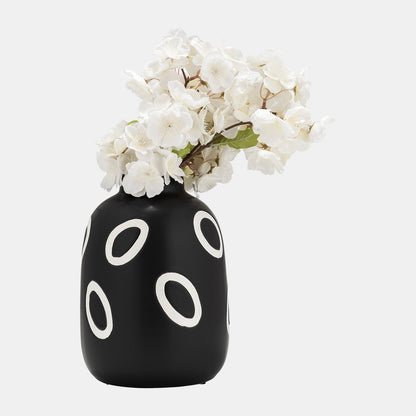 9"H Funky Bubble Flower Vase, Black/White