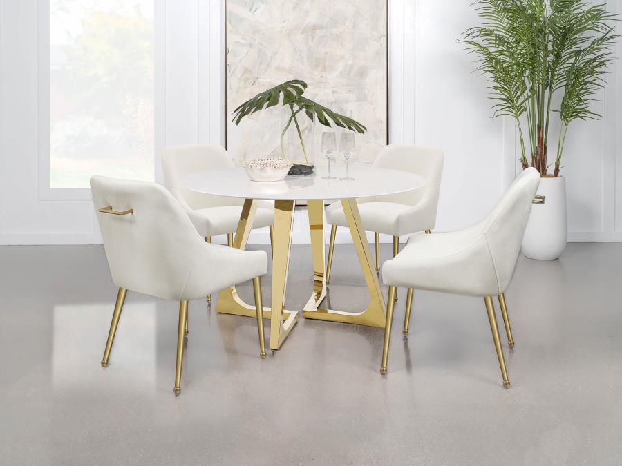 Pyramid Round Marble Top dining Table