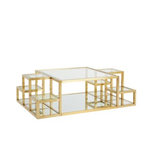 Brushed Gold Multi Level Cocktail Table