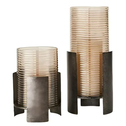 Fluted Fire Candleholders, S/2