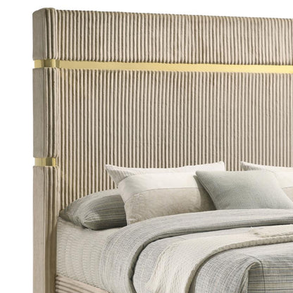Licelle Upholstered Wingback Bed Beige
