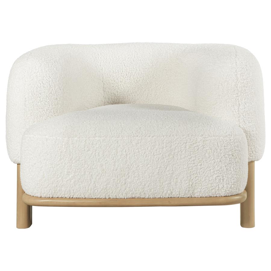 Ivory Upholstered Barrel Back Accent Chair