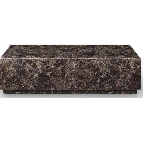 Iris Brown Dark Emperador Rectangle Marble Coffee Table
