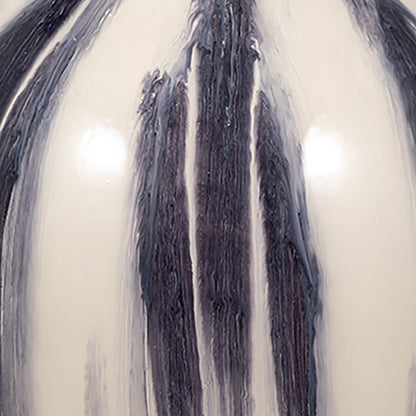 Glass, 17" Striped Vase, Black/White