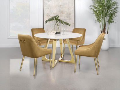 Pyramid Round Marble Top dining Table