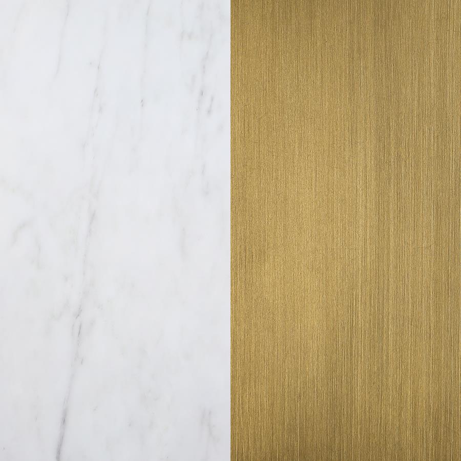 Round Brushed Gold & Marble Top Dining Table