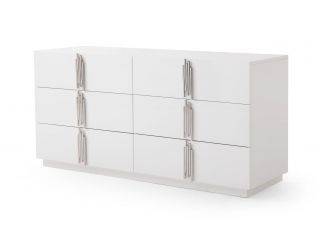 white and silver dresser Furniture of America Emmeline The classic embossed pattern is ideal for contributing to a magnificent and highly desirable theme. Lonnix Dresser