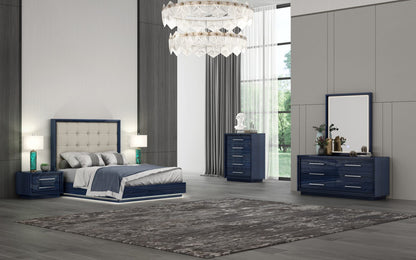 Blue Lacquer, Upholstered Bed